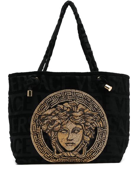 versace icon towelling tote